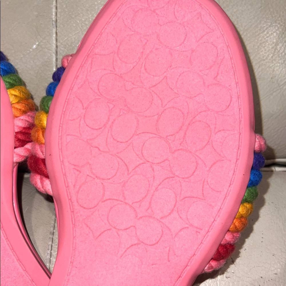COACH Jolie Pink Rainbow Rope Slide Sandals NWOT / NWOB - Picture 11 of 11